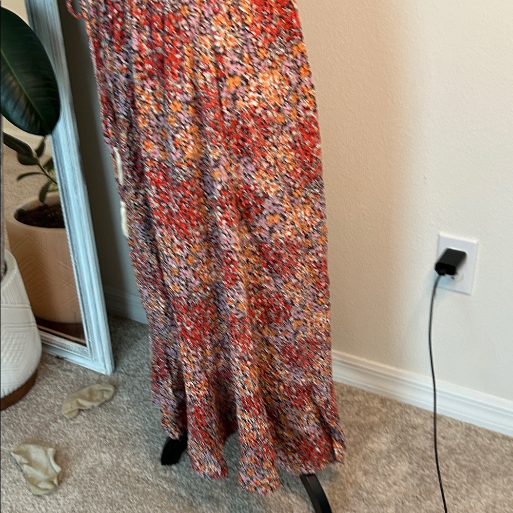 Cynthia Rowley BOHO hi-low Floral Red Maxi Skirt size Small - Picture 5 of 11